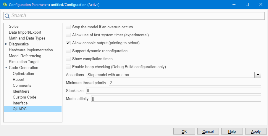 Code Generation pane