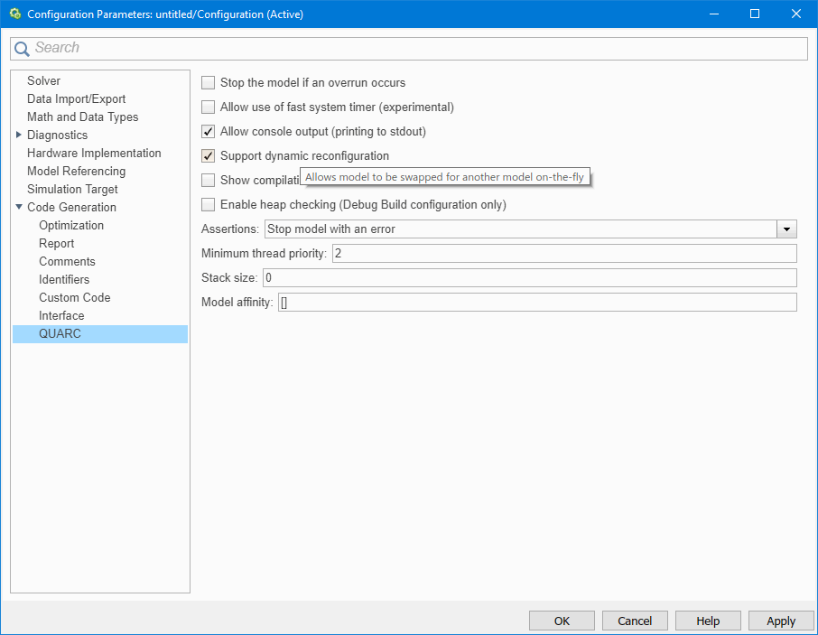 Code Generation pane