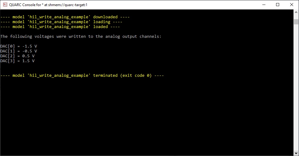 QUARC Console output