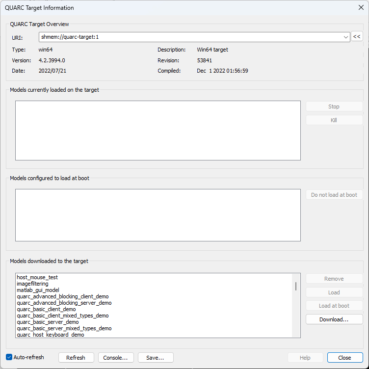 Manage remote target dialog