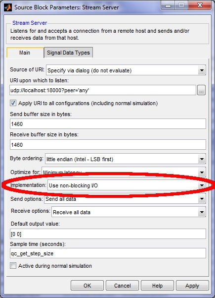 Stream Server configuration dialog
