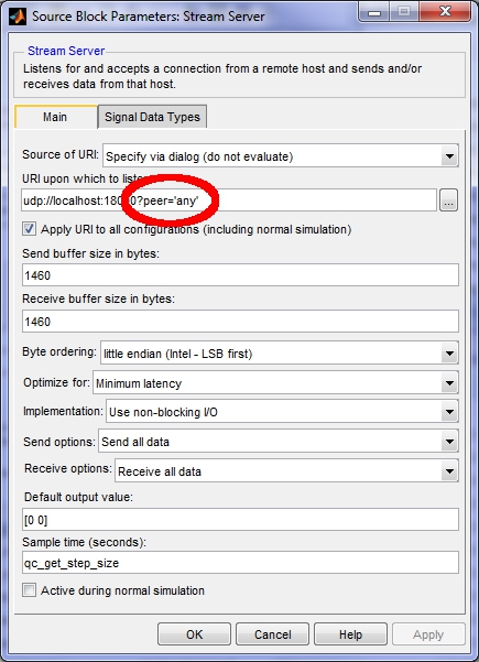 Stream Server configuration dialog