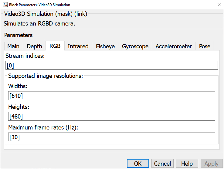 Video3D Simulation RGB tab