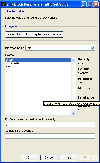 Altia Set Value Parameters