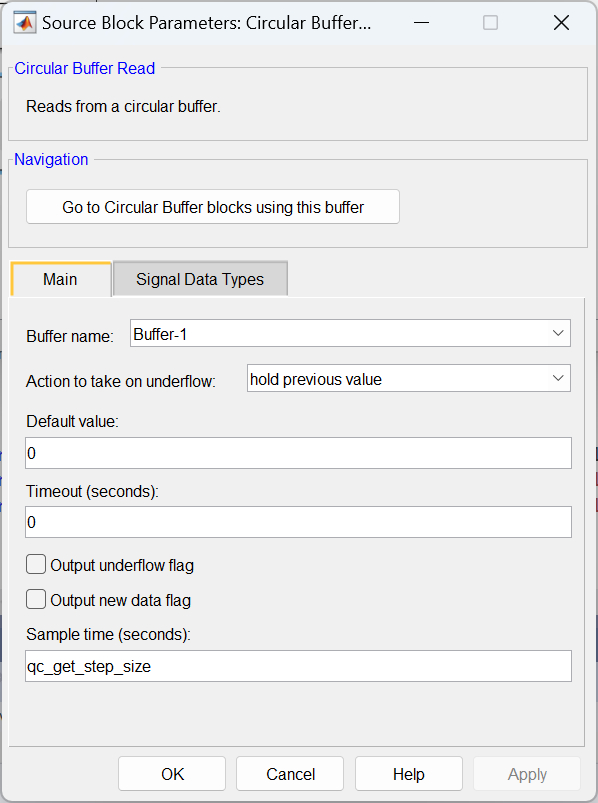 Circular Buffer Read QUARC Targets Library