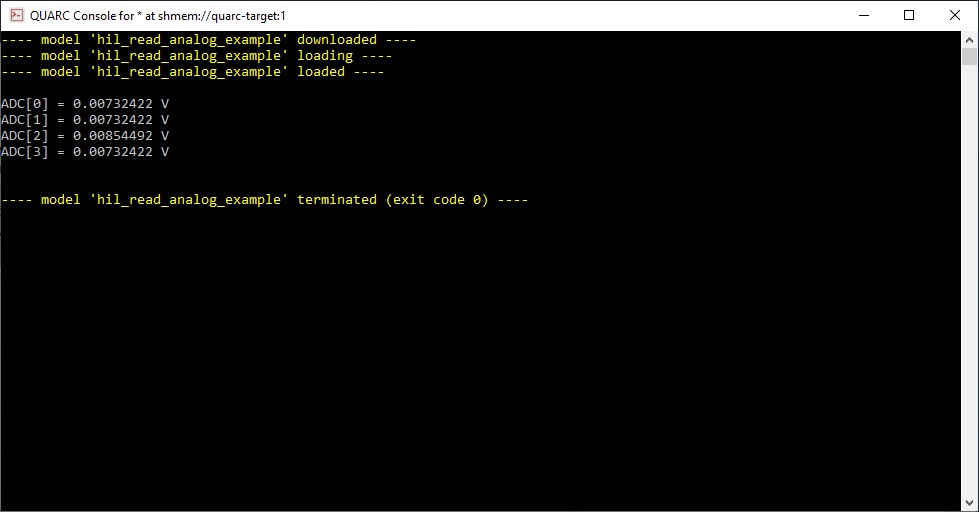 QUARC Console output