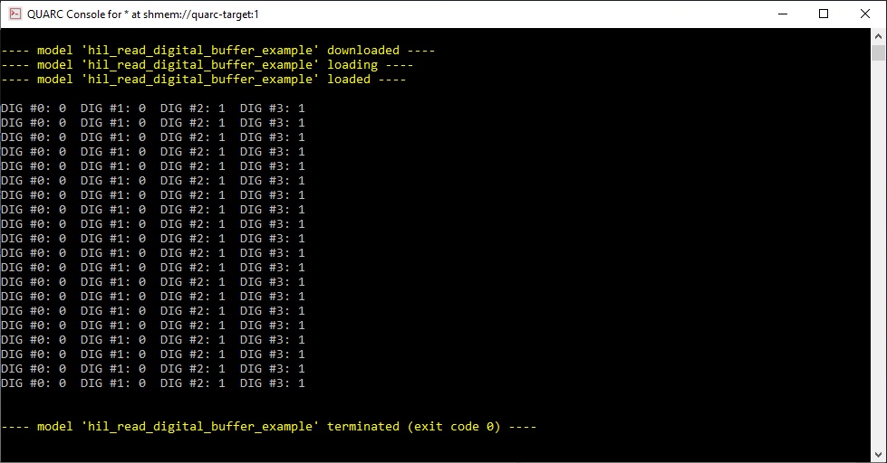 QUARC Console output