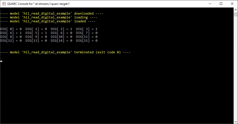 QUARC Console output