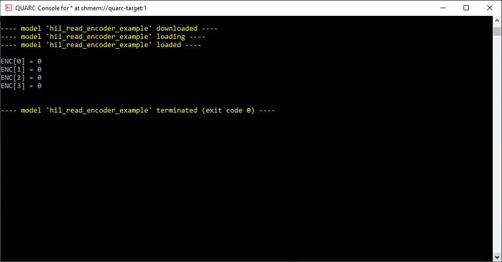 QUARC Console output