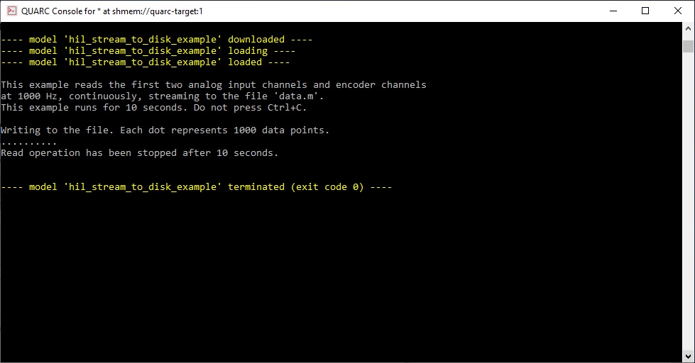 QUARC Console output