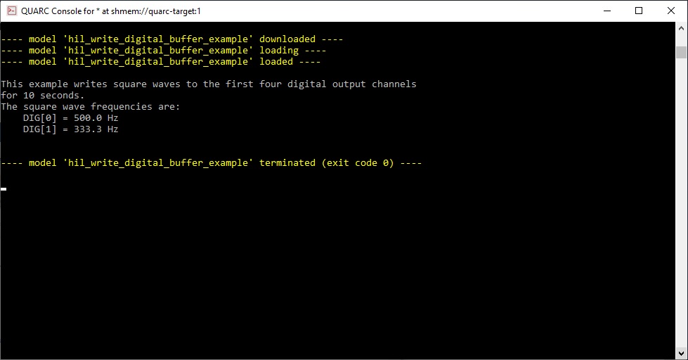 QUARC Console output