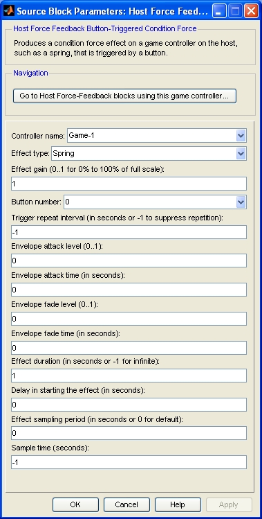 Host Force Feedback Button-Triggered Condition Force