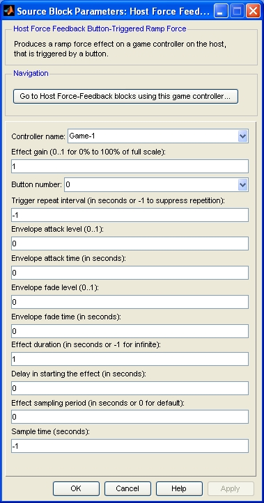 Host Force Feedback Button-Triggered Ramp Force