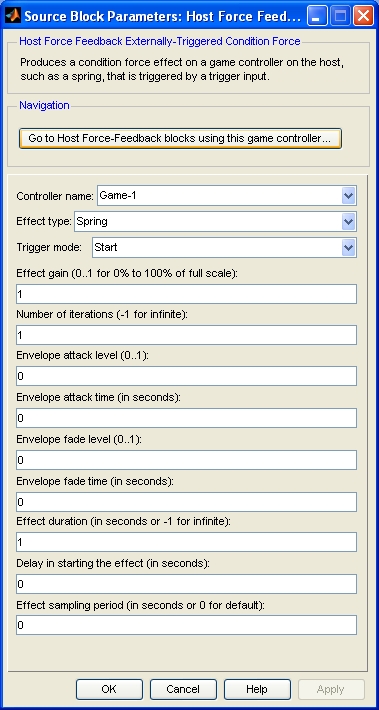 Host Force Feedback Externally-Triggered Condition Force