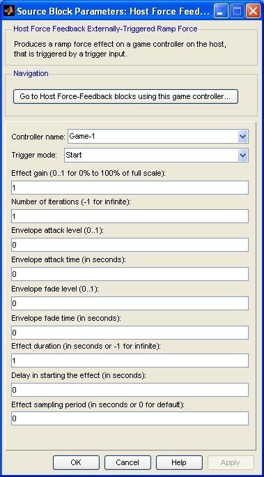 Host Force Feedback Externally-Triggered Ramp Force