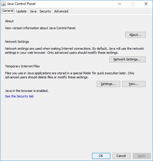 Java Control Panel