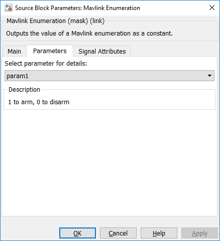 Mavlink Enumeration Parameters tab