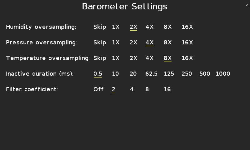 Quanser Mechatronic Sensors Trainer USB Barometer Settings Page