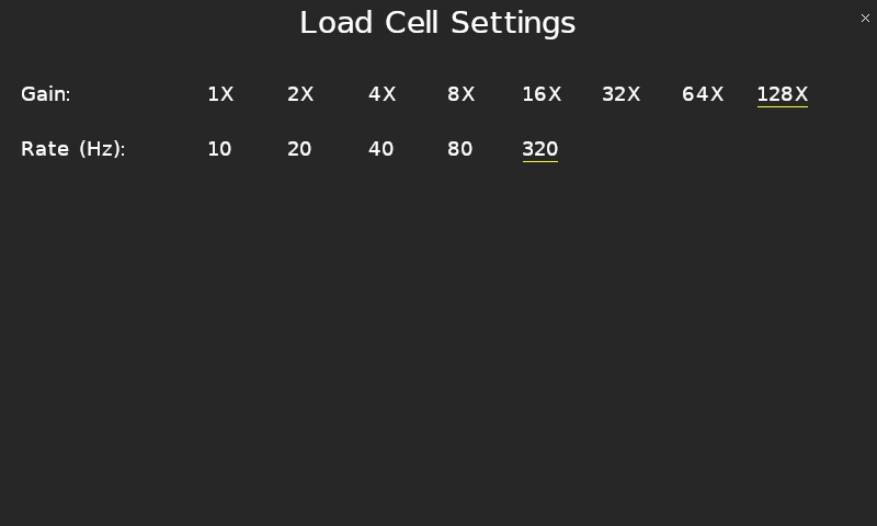 Quanser Mechatronic Sensors Trainer USB Load Cell Settings Page