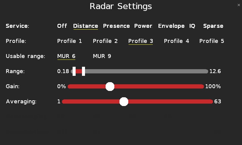 Quanser Mechatronic Sensors Trainer USB Radar Distance Settings Page