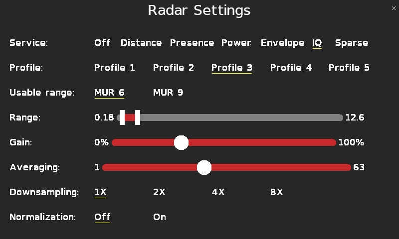 Quanser Mechatronic Sensors Trainer USB Radar IQ Settings Page