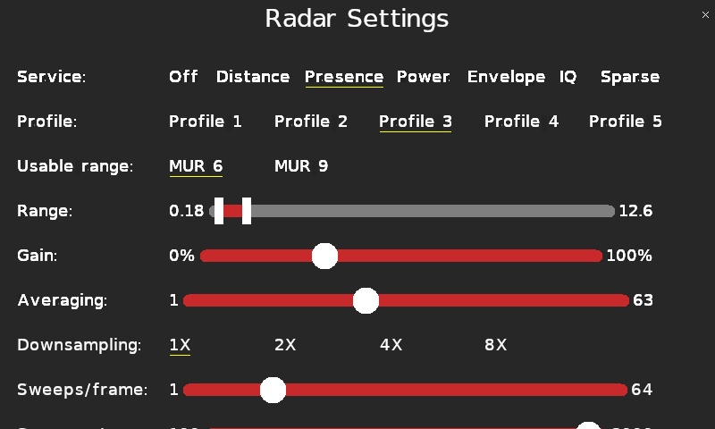 Quanser Mechatronic Sensors Trainer USB Radar Presence Settings Page 1