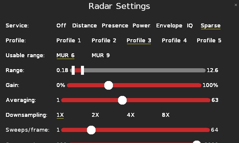 Quanser Mechatronic Sensors Trainer USB Radar Sparse Settings Page 1