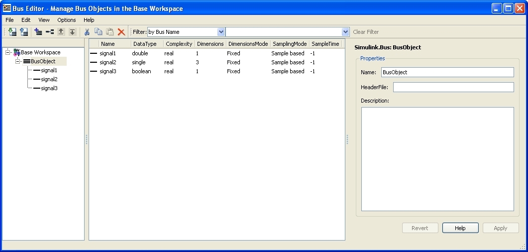 Simulink Bus Editor