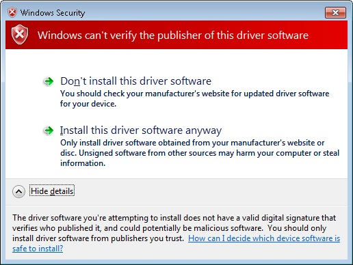 Driver publisher error