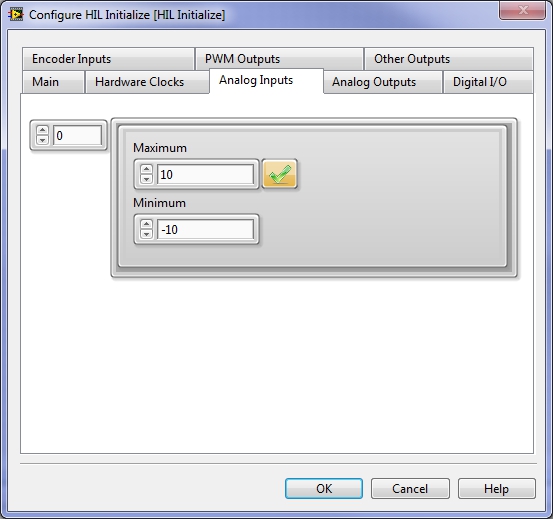 Analog Inputs tab